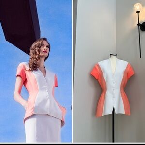 Vintage 90’s Thierry Mugler Wavy Colour Block Jacket FR Size 42